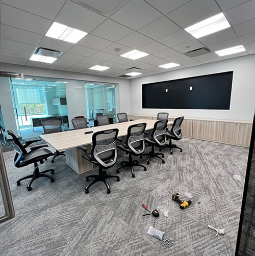 PTI Office Furniture recently furnished office in Englewood Cliffs NJ.  Upgrade the look of your board and conference rooms with used furniture from PTI Office Furniture.