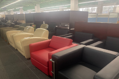 Seating isn’t a problem at PTIOF Used Office Furniture.  We have plenty of chair and office couch options and a variety of colors to choose from! Come see them at our showroom!