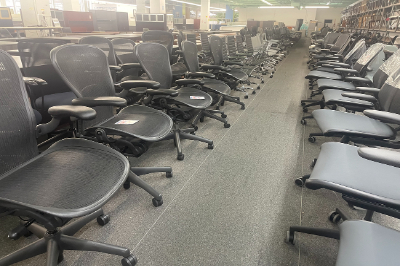 Seating isn’t a problem at PTIOF Used Office Furniture.  We have plenty of chair and office couch options and a variety of colors to choose from! Come see them at our showroom!